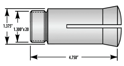 6H Emergency Collet with 1/4 pilot hole